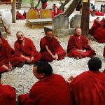 Monks debate at Sera Monastery in Lhasa, Tibet