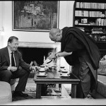 His Holiness the Dalai Lama with late President Václav Havel at the private residence of Havel in Prague in July 2002 ~ a picture taken by Swiss Photographer Manuel Bauer