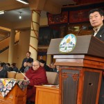 Kalon Tripa Dr Lobsang Sangay addressing at the formal function to commemorate the 53rd Tibetan National Uprising Day in Dharamsala, India