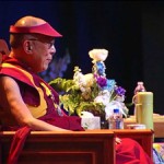 His Holiness giving a public talk in Long Beach, California