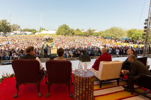 His Holiness the Dalai Lama speaking to a crowd of 8,000 at Centro Fox