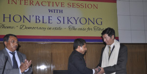 Chief Minister of Meghalaya Dr Mukul Sangma honours Sikyong Dr. Lobsang Sangay in Shillong on 4 February 2014