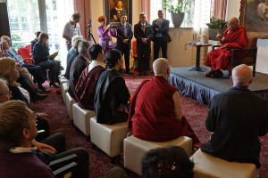 His Holiness the Dalai Lama meeting with Tibet supporters in Rotterdam, Holland on May 12, 2014. Photo/Jeremy Russell/OHHDL