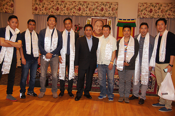 Executive member of Tibetan Association of Boston with Ngawang Yonten from Office of Tibet, DC (L-R: Jampa Tenzin, Tsewang Rinzin, Namsey Wangchuk, Kalsang Phuntsok (President), Ngawang Yonten (OTDC), Tsultrim Palden, Ngawang Jorden, Tsering Lhagyal & Tenpa Dhargyal) 