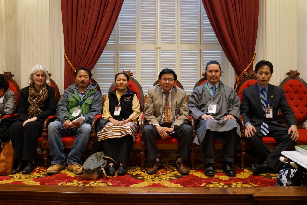 Tibetan Association of Vermont Board Members at Vermont House Chambers. Right to left: 1. Mr. Dakpa Tangtsang (President) 2. Mr. Tseten Anak (Vice President) 3. Mr. Tenzing Lhakhang (Secretary) 4. Ms. Pasang Dolma ( Accountant) 5. Mr. Tsering Yeshi (Treasurer) and 6. Mrs. Nancy Lindberg ( Tibet Advocacy Officer).