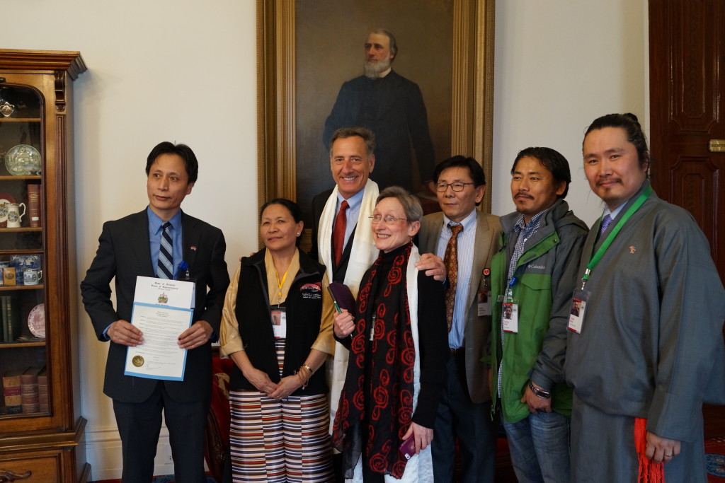 Vermont Tibetan Community Board Members with Governor Peter Shumlin and State Representative Madia Townsend. 