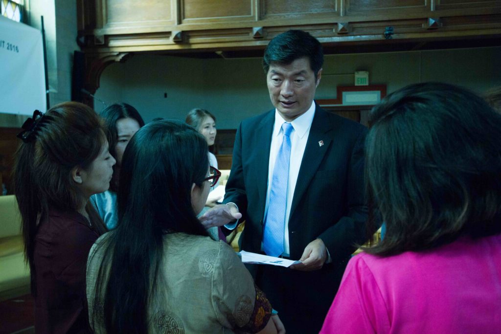 Sikyong Dr. Lobsang Sangay fielding questions from the participants. 